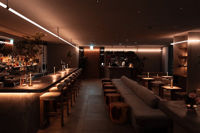 Elegant bar and lounge area inside Jet's pizza